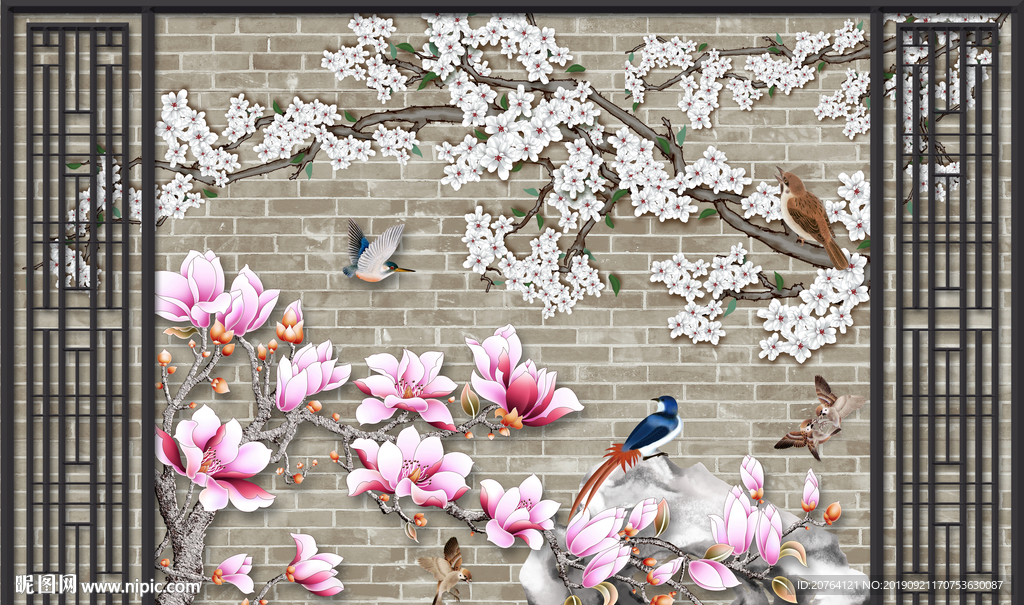 花鸟背景墙