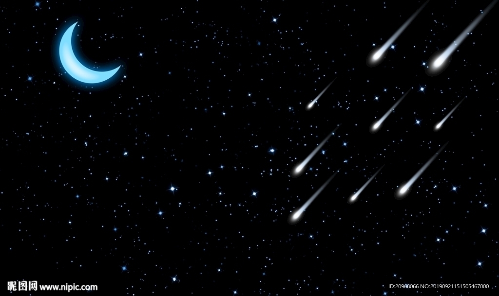 流星月亮星空