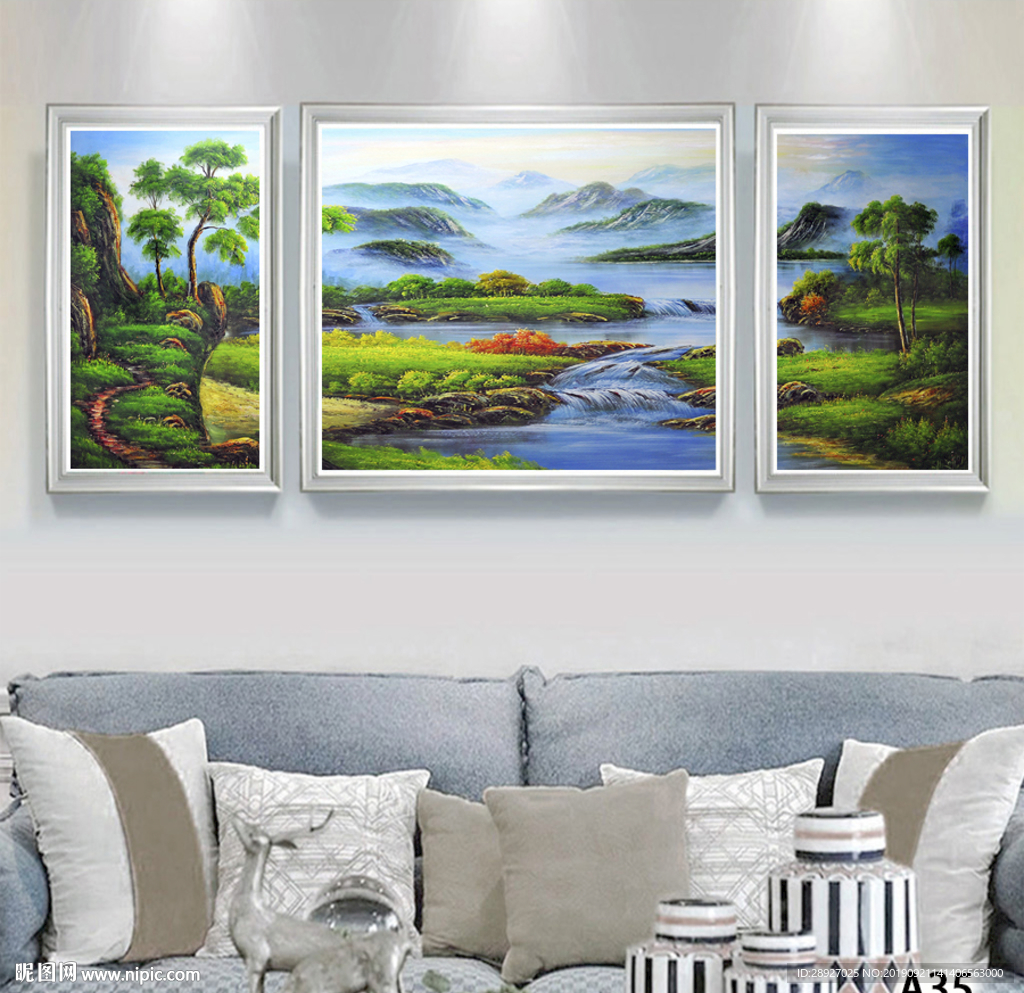 三联画 山水风情