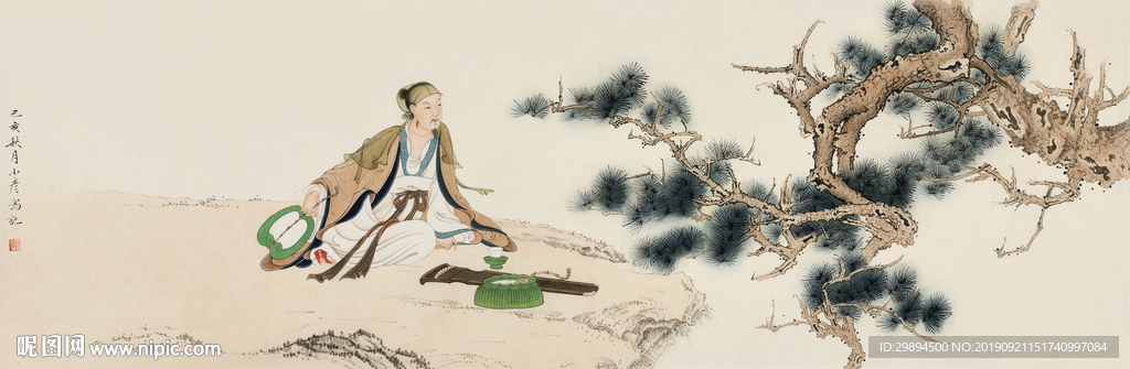 国画松魏晋人物
