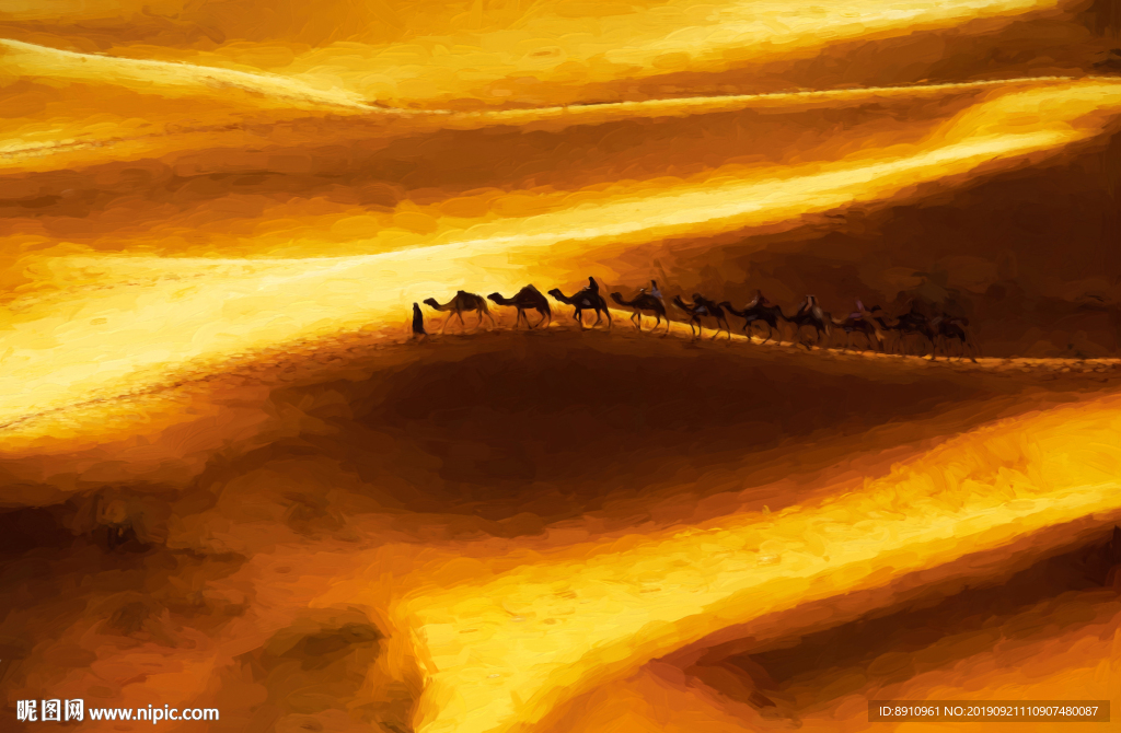 沙漠油画 骆驼 油画 装饰画
