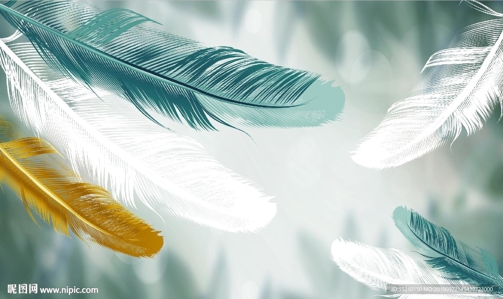 现代简约羽毛图电视背景墙