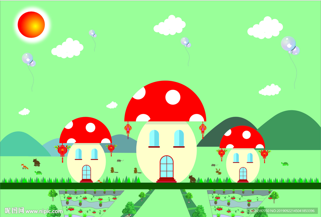 矢量蘑菇房子