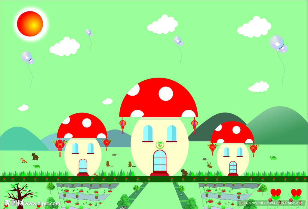 矢量图原创蘑菇房子