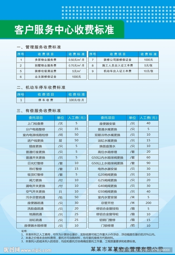 客户服务中心收费标准