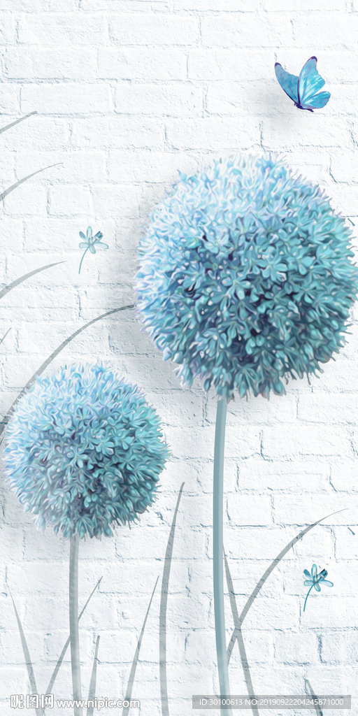 蓝色大气玄关画 TIF分层