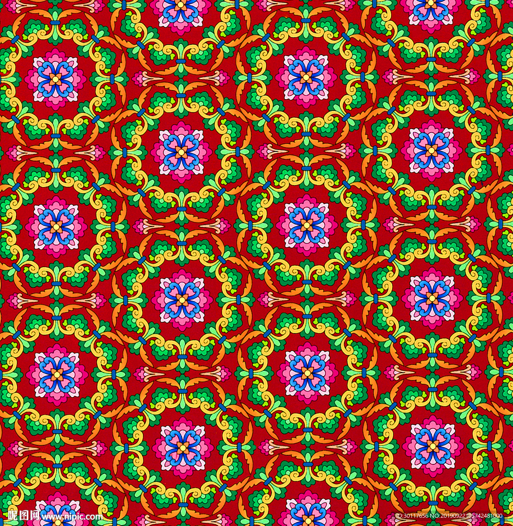 景泰蓝 四方连续  拼接花纹