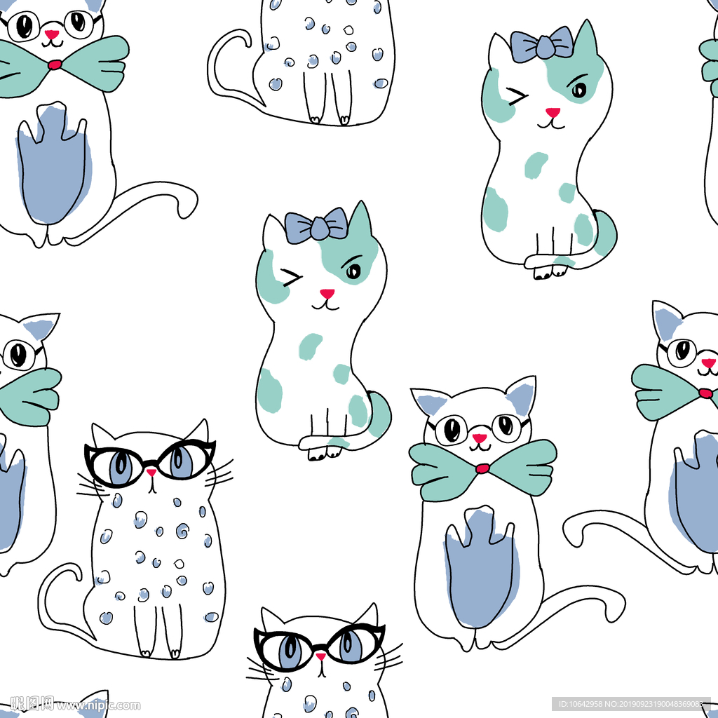 可爱猫咪插画图案