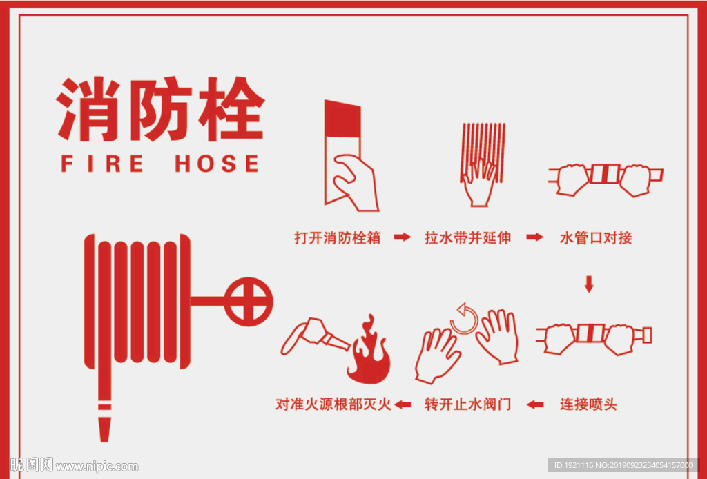 消防栓使用指南双色板雕刻