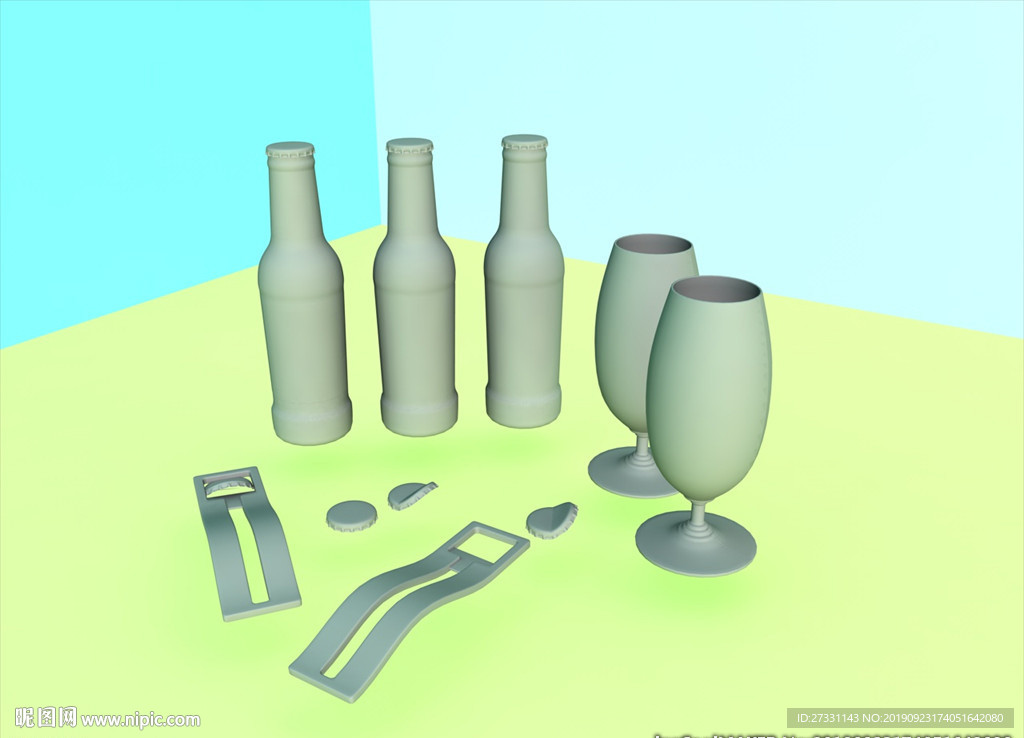 酒瓶模型 红酒架 C4D模型