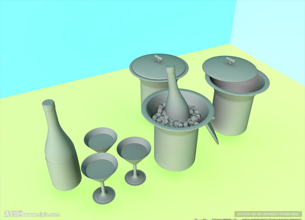 酒瓶模型 红酒架 C4D模型