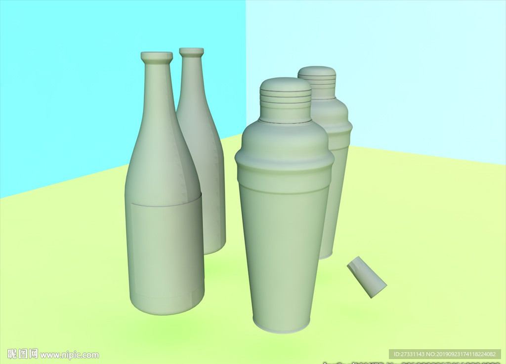 酒瓶模型 红酒架 C4D模型