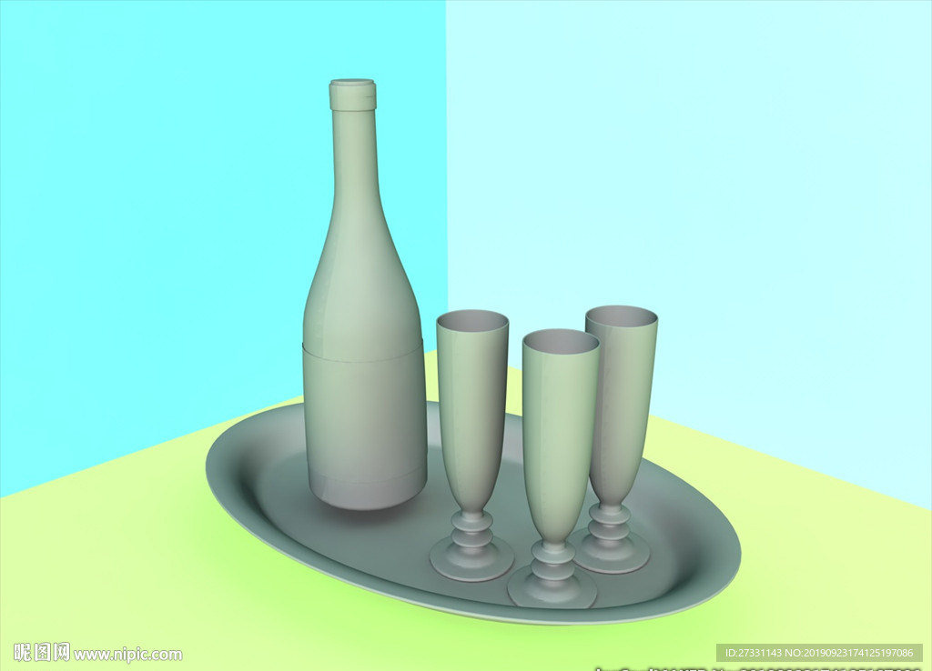 酒瓶模型 红酒架 C4D模型