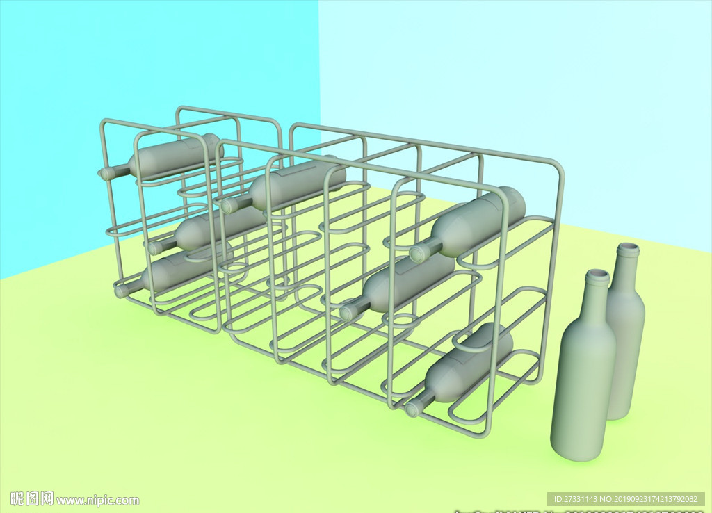 酒瓶模型 红酒架 C4D模型