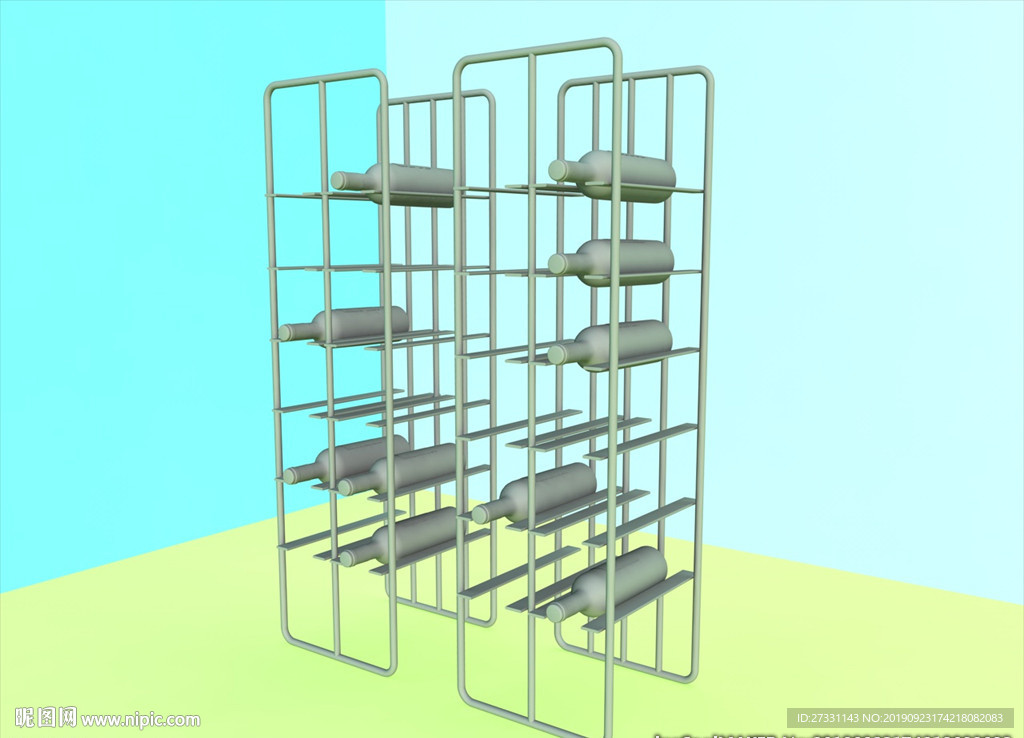 酒瓶模型 红酒架 C4D模型