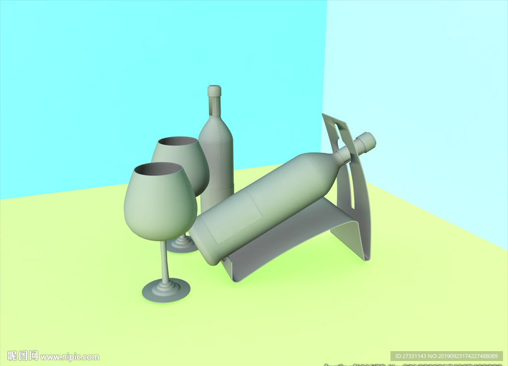 酒瓶模型 红酒架 C4D模型