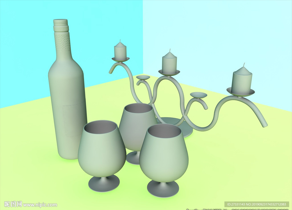 酒瓶模型 红酒架 C4D模型