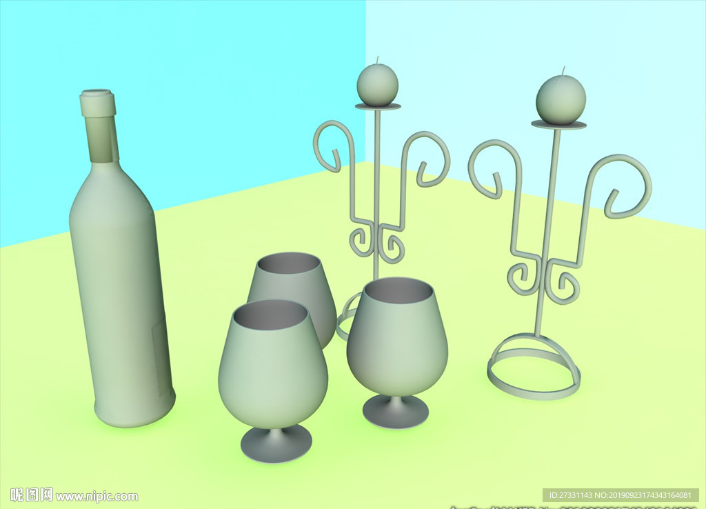 酒瓶模型 红酒架 C4D模型