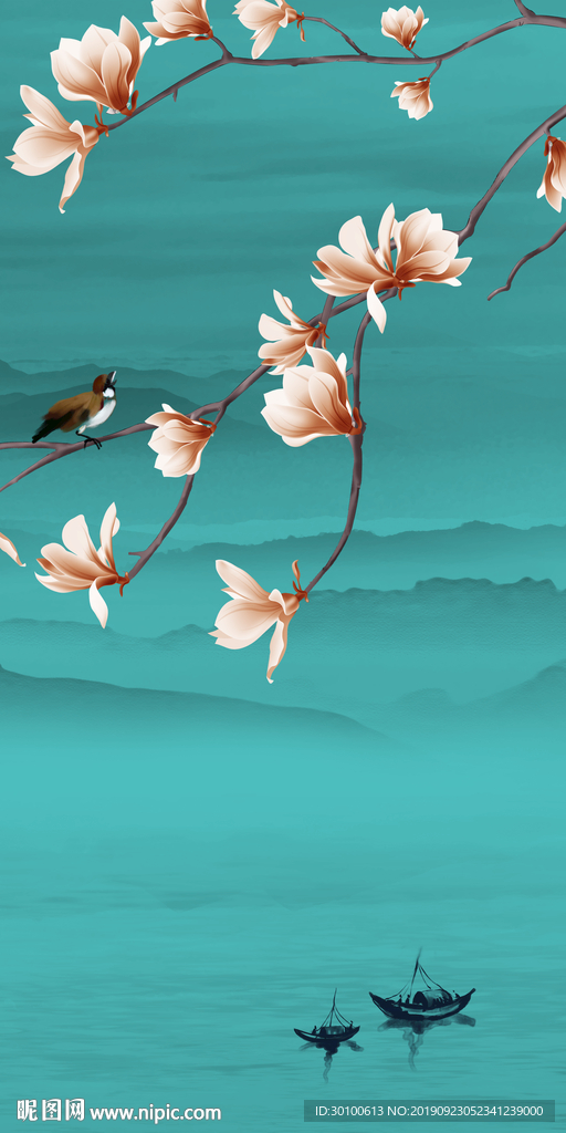 中国风玄关画山水 TIF分层画