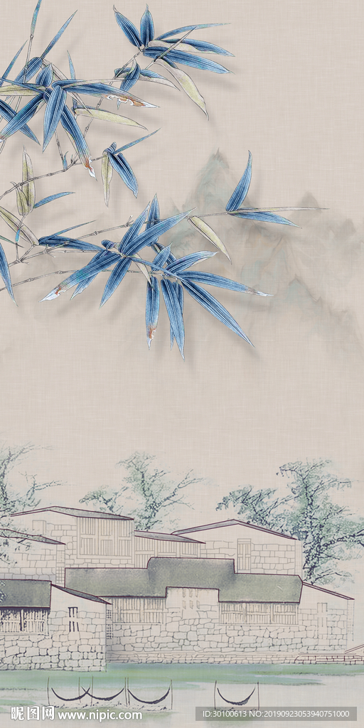 新品玄关画山水 TIF分层画