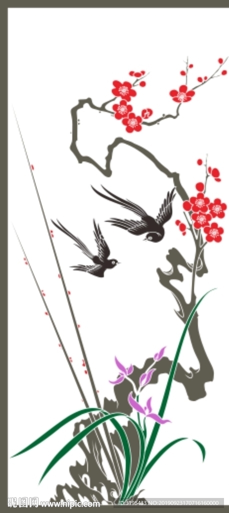 梅花矢量图a兰花矢量图