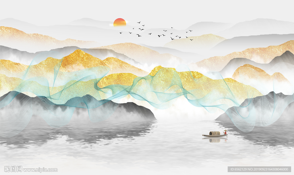 新中式山水背景墙