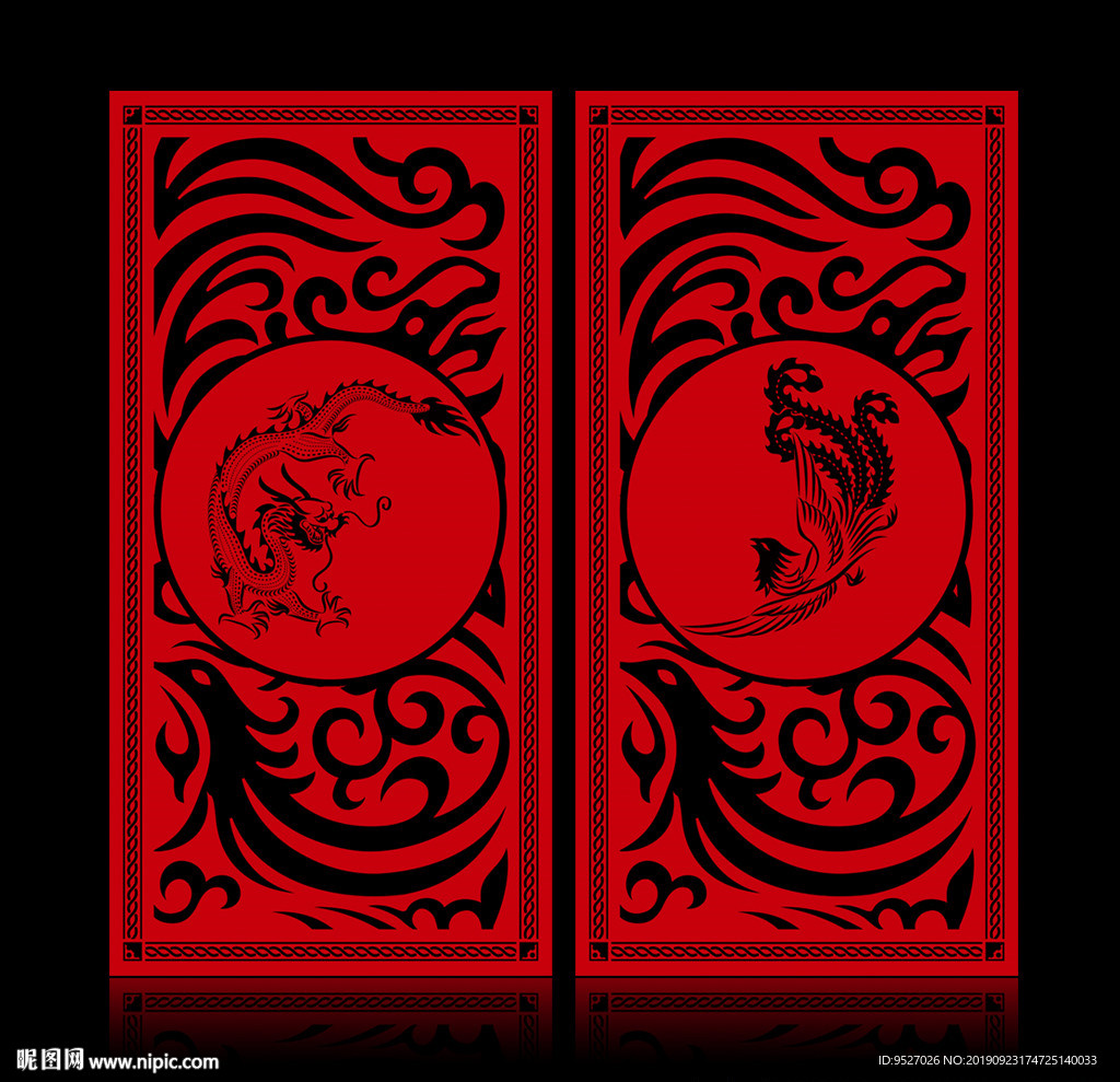 汉唐婚礼龙凤屏风