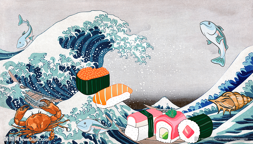 寿司店工装壁画