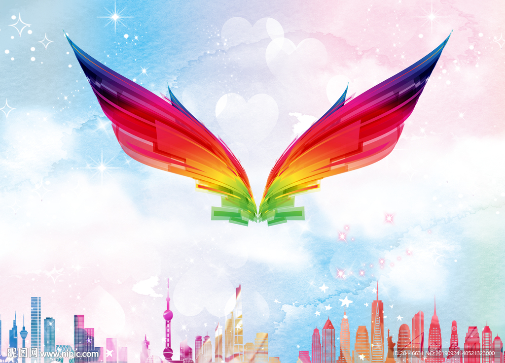 网红翅膀背景拍照墙