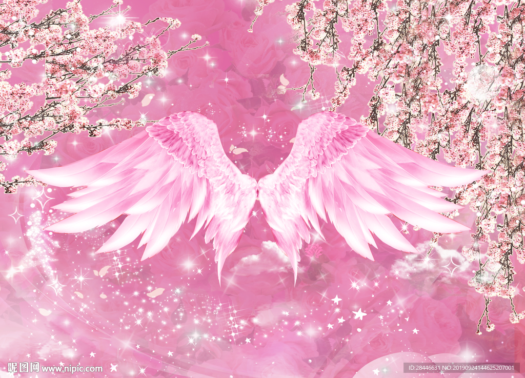 网红翅膀背景拍照墙