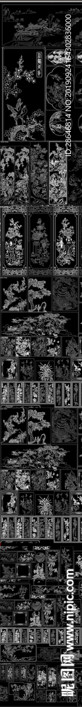 梅兰竹菊雕刻CAD图案