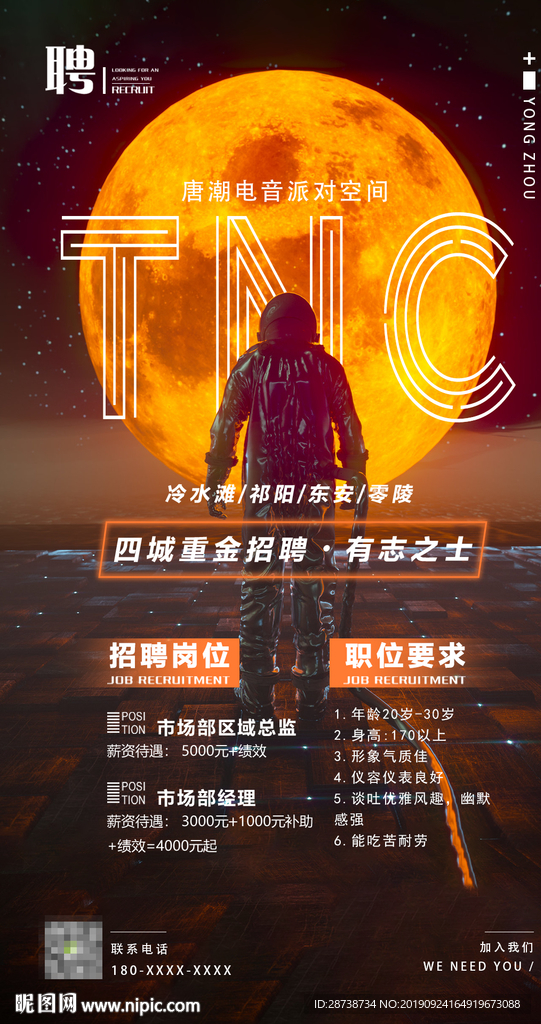 酒吧夜场招聘海报