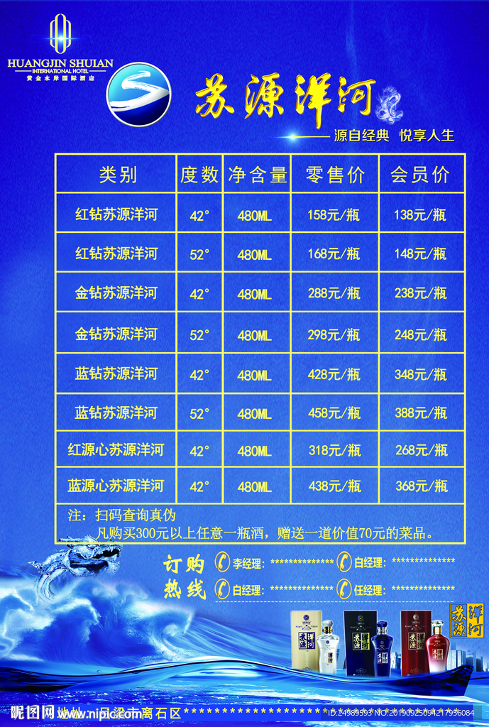 苏源洋河 价格表 广告牌 海报