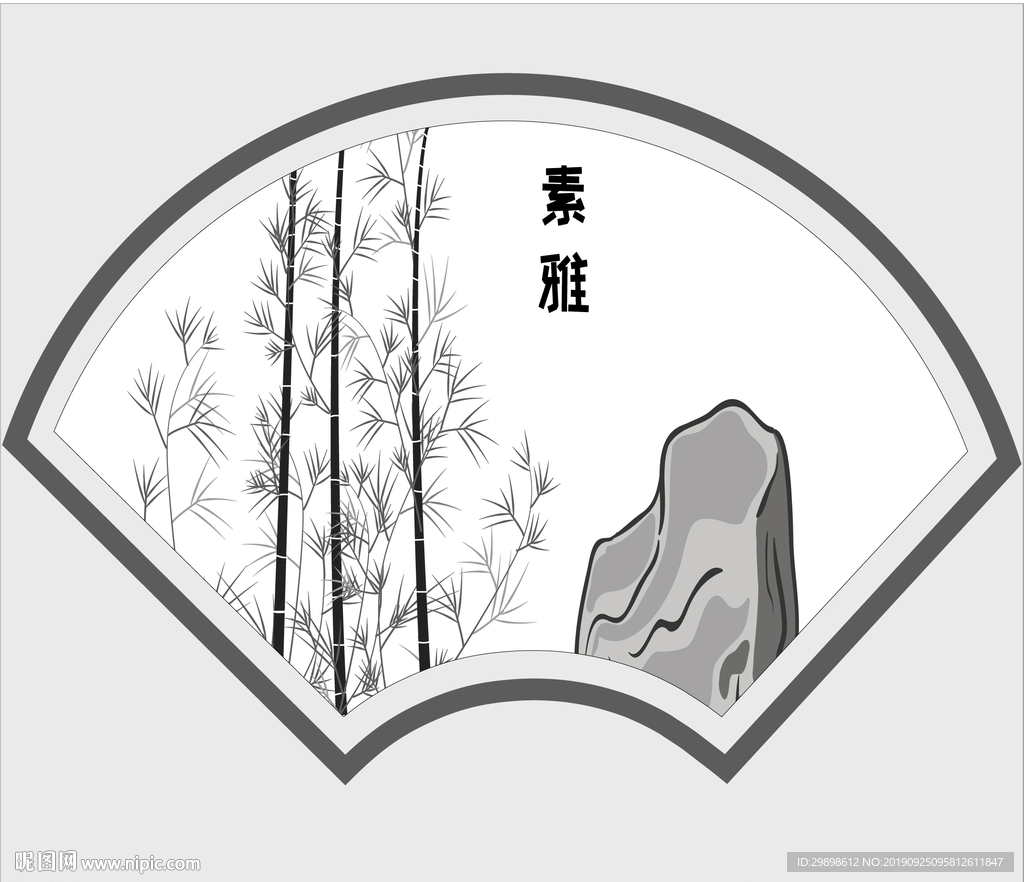 矢量图背景素材中国风扇形窗画