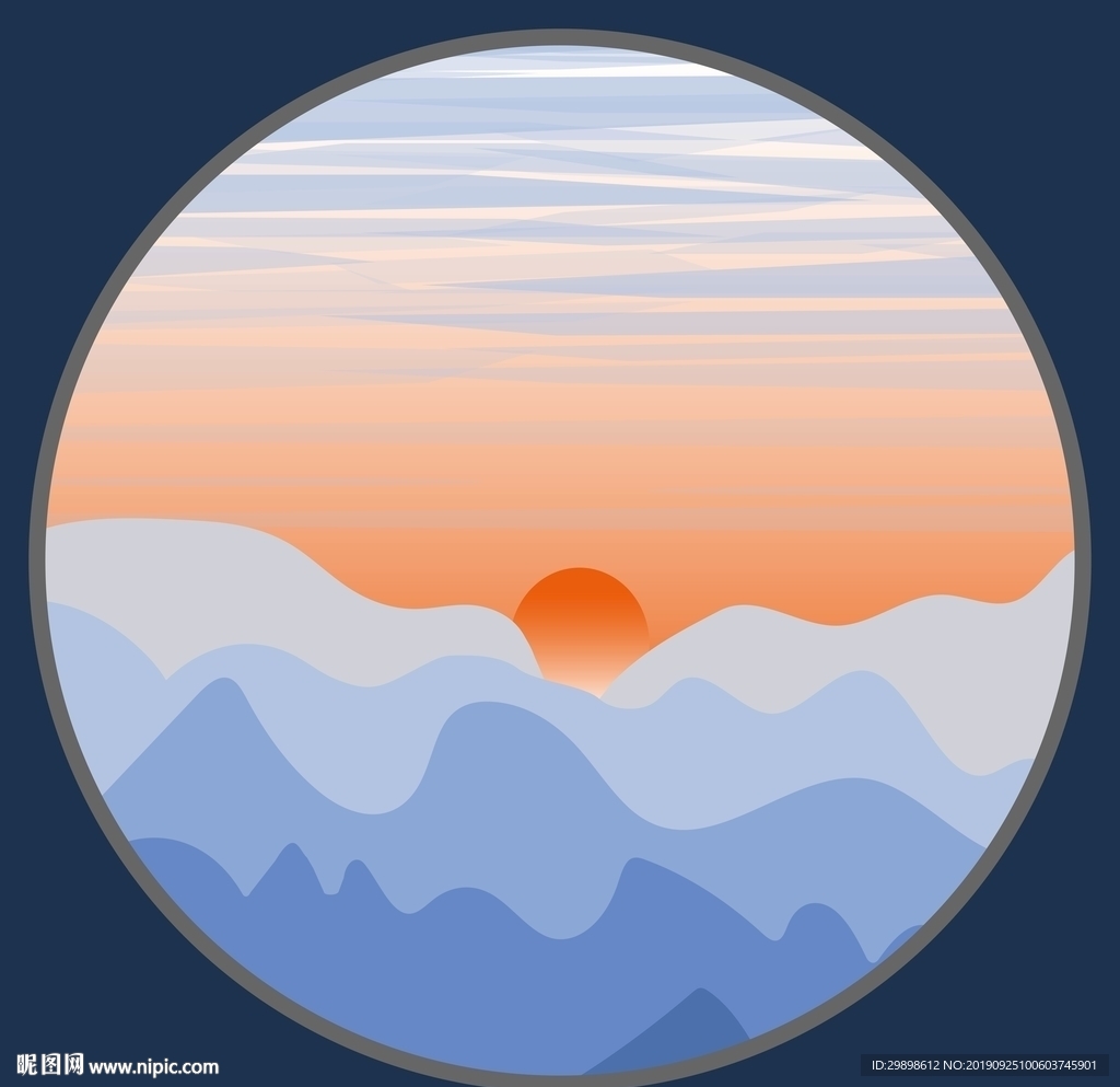 矢量图背景素材新中国风群山画