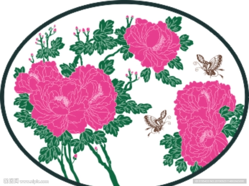牡丹花矢量a雕刻图案