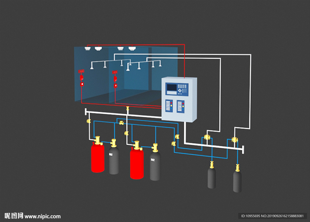 气体灭火原理系统模型