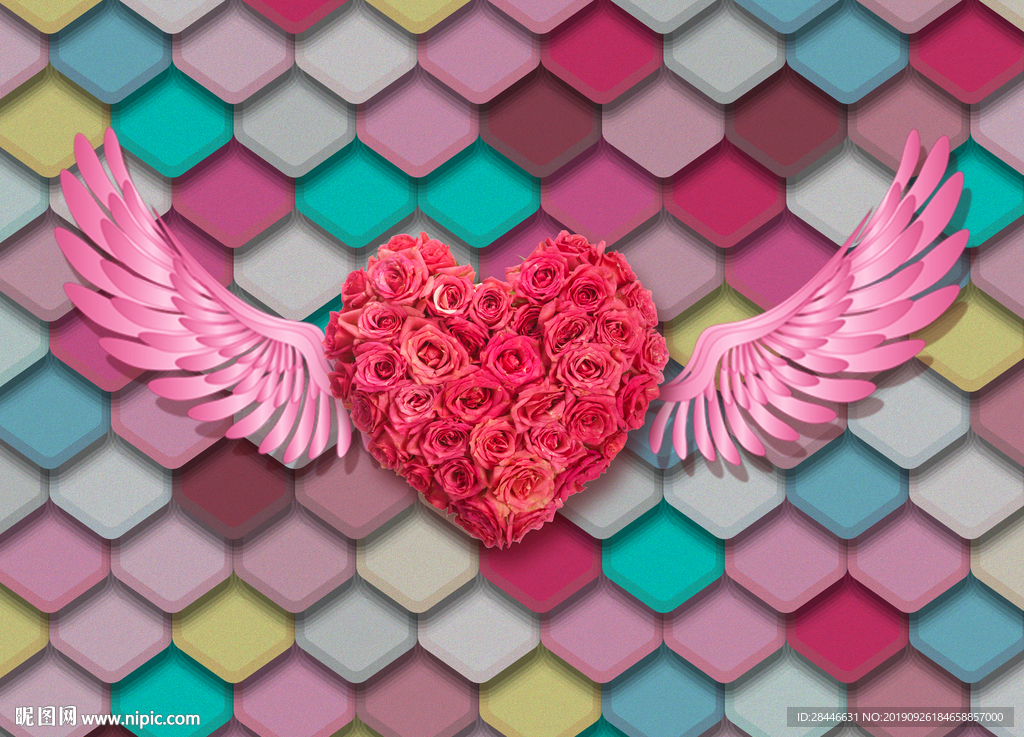 网红翅膀背景拍照墙