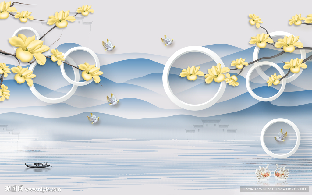 现代意境新山水画 TIF分层