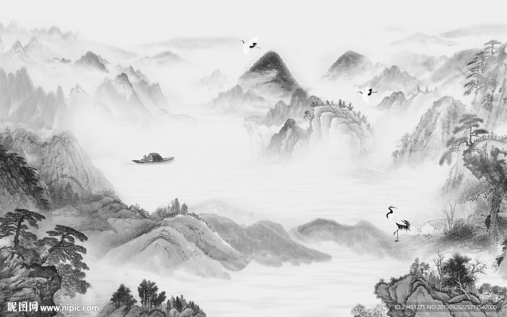 大气中式新山水画 TIF分层