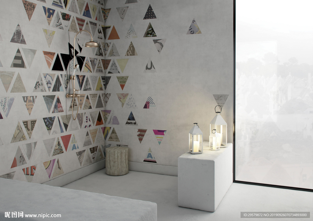 现代北欧风格 墙纸空间效果图