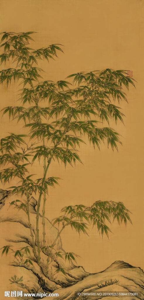 竹子装饰画玄关水墨画无框画