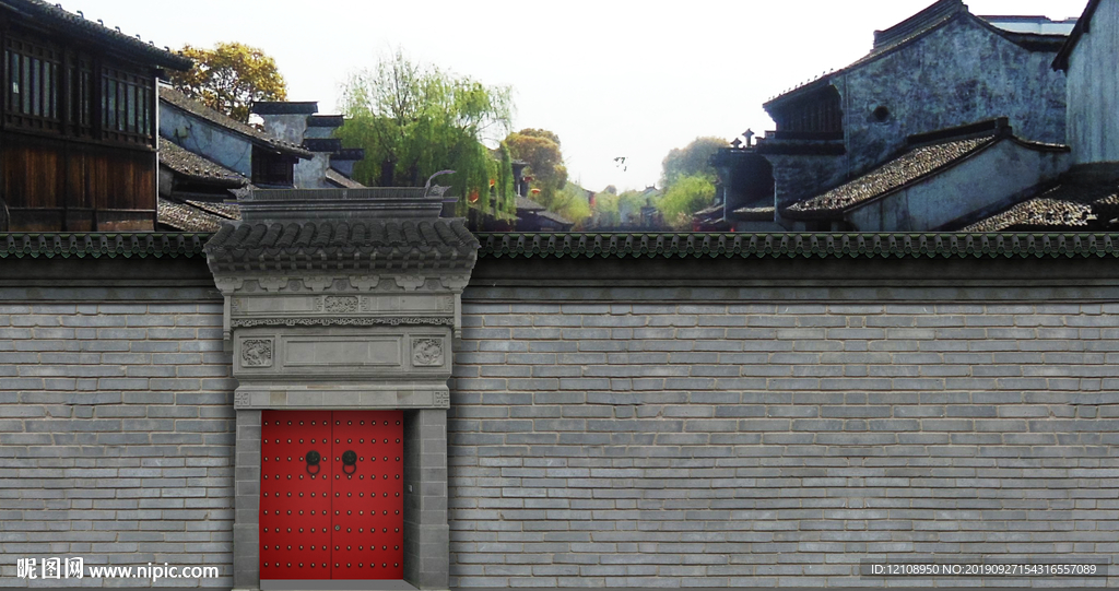 古代院墙大屏图