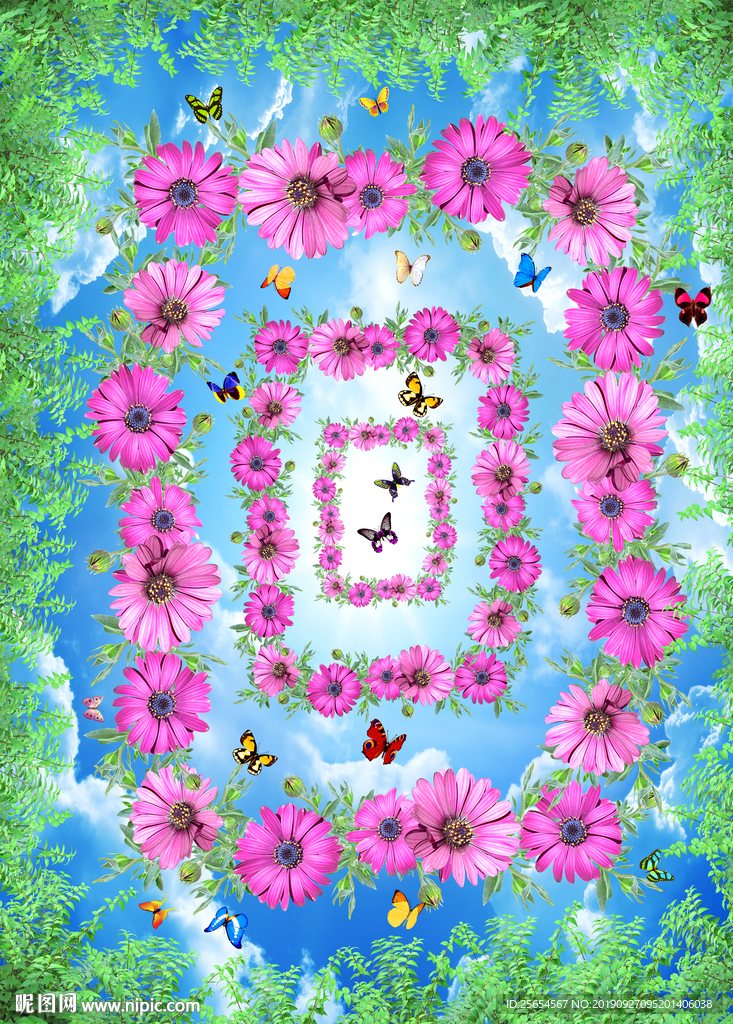 唯美天空花朵天顶装饰