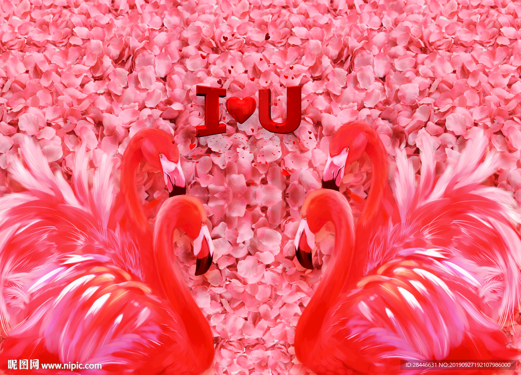 网红背景拍照火烈鸟