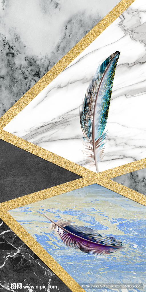 羽毛新北欧玄关画 TIF分层