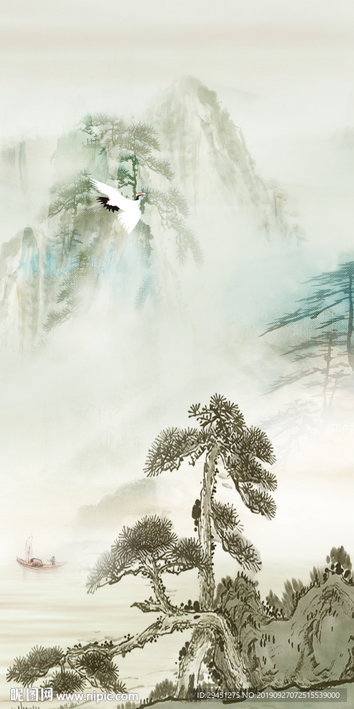 精美新玄关山水画 TIF分层