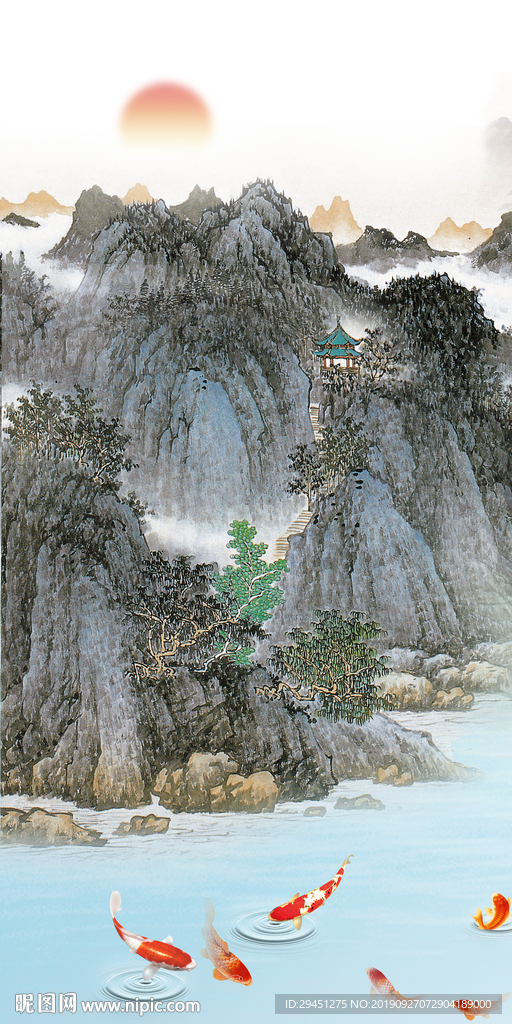 群山新玄关山水画 TIF分层