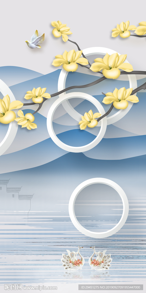 意境风景山水画 TIF分层