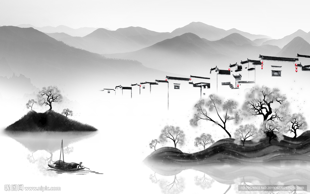 中式 新国画山水 TIF分层